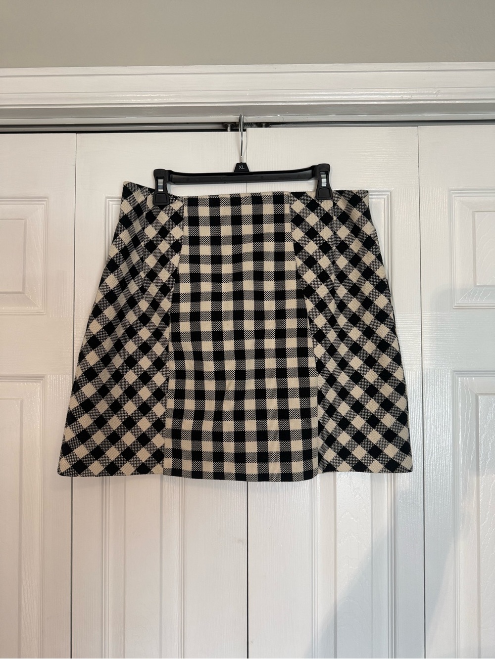 Topshop Black and Cream Checked Women's Mini Skirt
